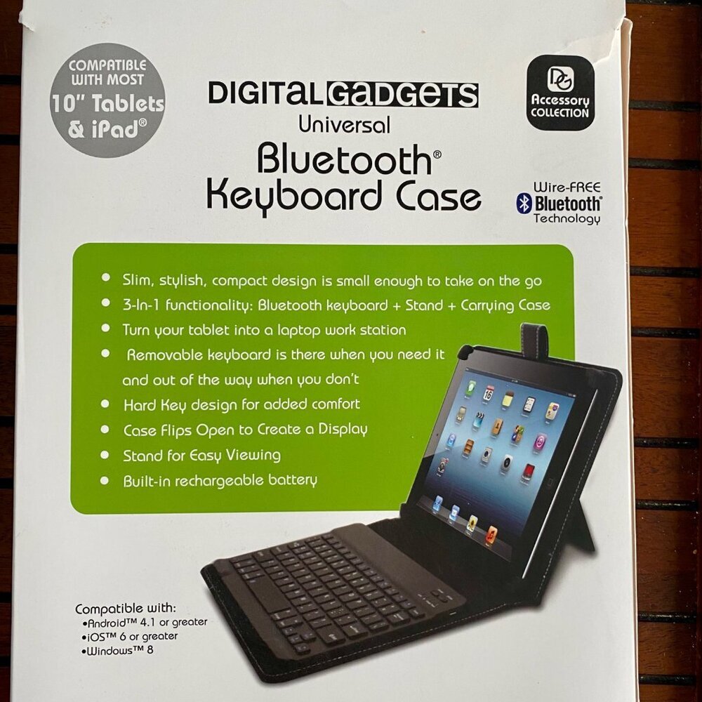 Digital Gadgets Universal Bluetooth Keyboard Case For 10" Tablets & iPad NEW